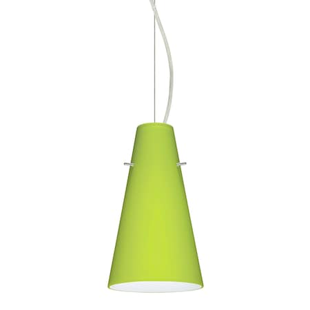 Besa Lighting Cierro Cable Pendant, Chartreuse, Satin Nickel Finish, 1x9W LED 1KX-412435-LED-SN